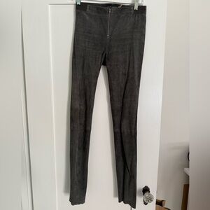 Gray 100% Suede Zip Leggings